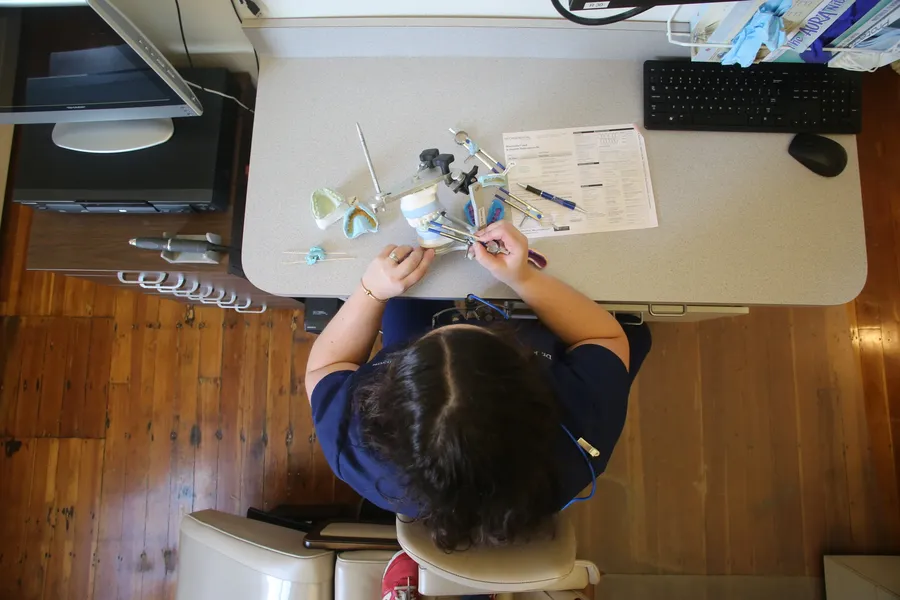 Overhead view of a dental treatment